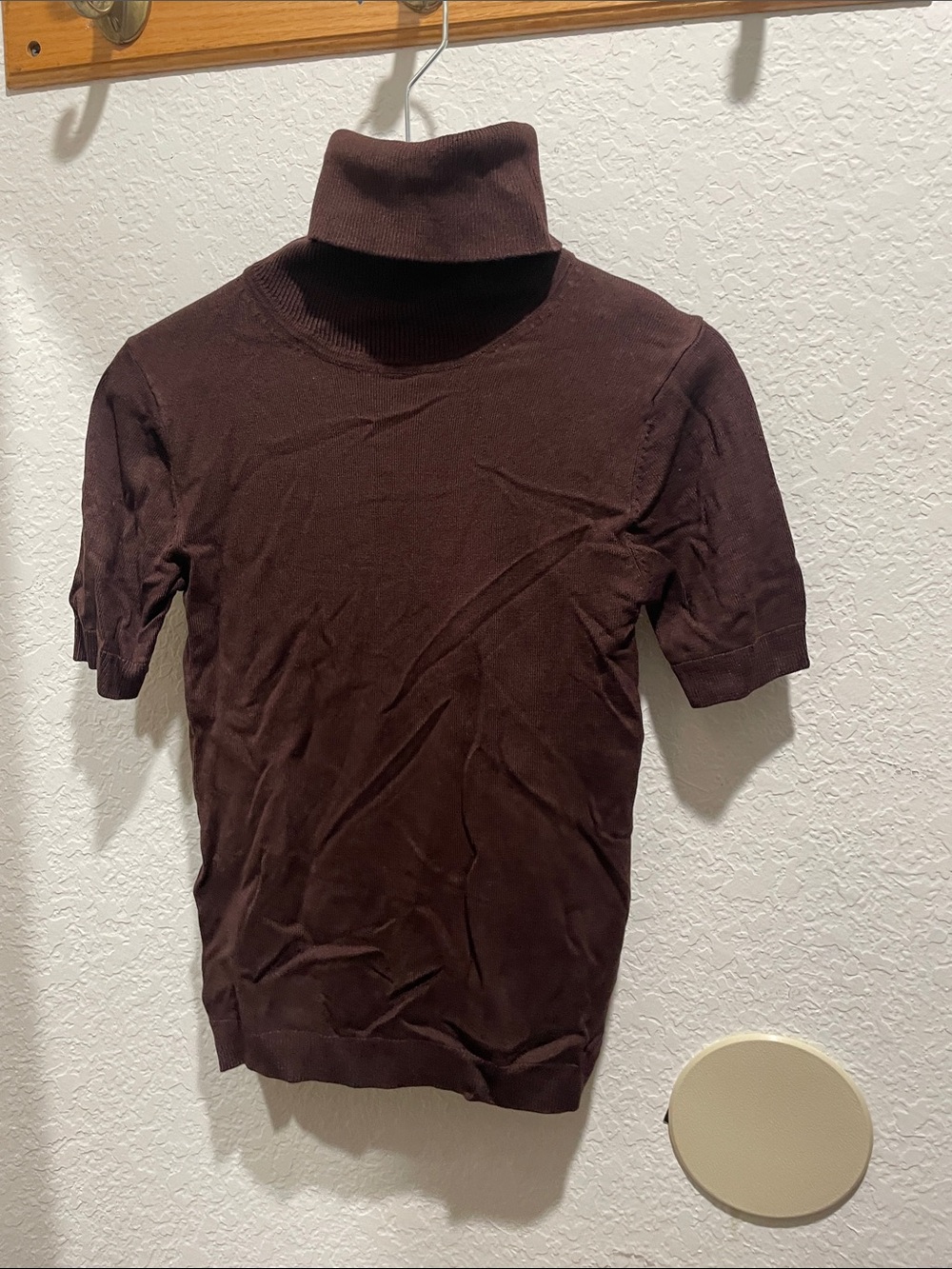 Mango Women's Short-Sleeve Turtleneck in Dark Brown